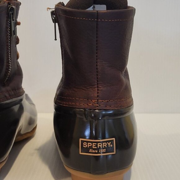 Sperry Women's 9M Duck Saltwater Leather Boots Brown Waterproof In Box Excellent - Picture 7 of 15